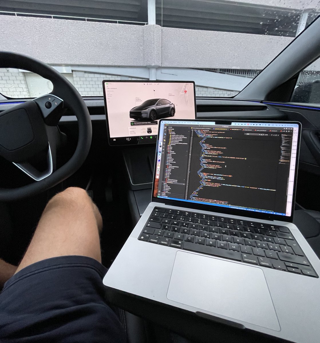 Working on v1 of my next app while supercharging the car #buildinpublic