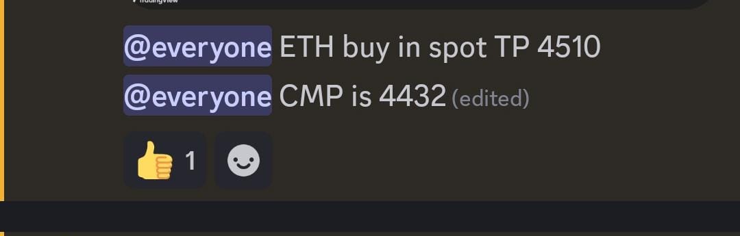 Posted $ETH spot in Discord, and it’s already trading above our target price