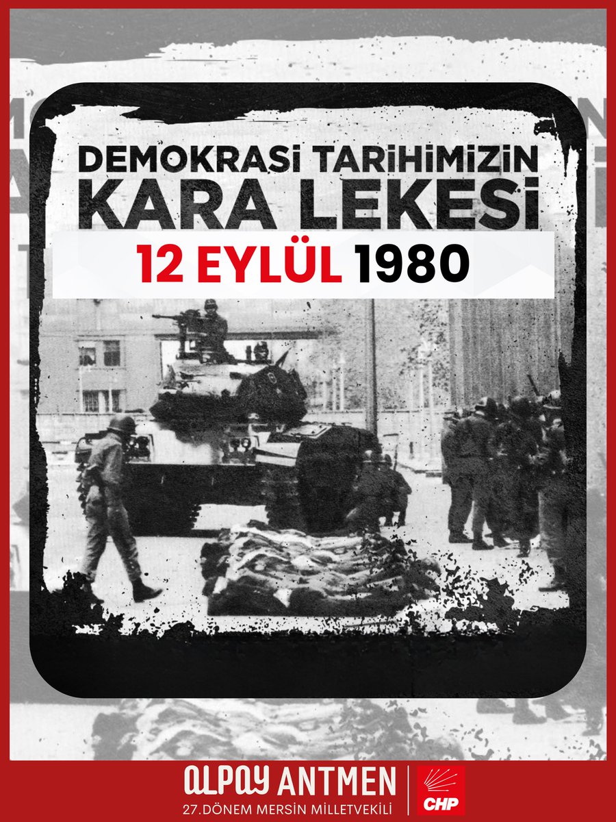 Bugün, tarihte kara bir leke olan 12 Eylül Darbesi’nin 45. yıl dönümü. Darbeler, özgürlükleri değil, korkuyu büyütür. Hatırlamak, direnmektir. 

Unutturmadık, unutmayacağız... 

#12Eylül1980