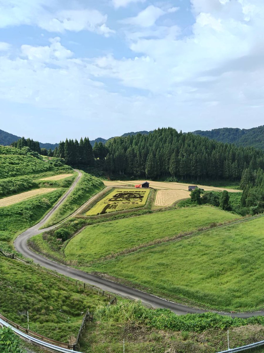 JF_uozu's tweet photo. 小菅沼・ヤギの杜の田んぼアートが見頃を迎えています☀️
今年のアートの題材は、急逝された創設メンバーを偲び、その方の似顔絵が描かれています🙂ヤギの放牧もされているようですので、魚津の里山で描かれた田んぼアートを見に行かれてはいかがでしょうか🐐何かを感じるかもしれません✨️ https://t.co/WvHcE568dg