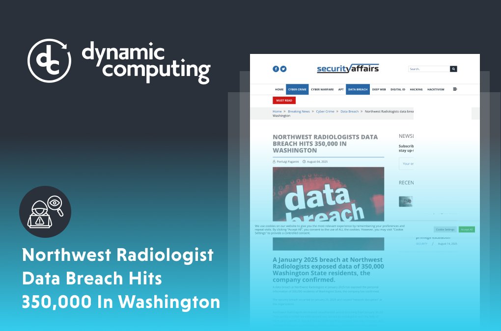 DynComputing's tweet image. Another month, another local organization that has been attacked by hackers. This time it’s Northwest Radiologists, which recently revealed it was breached back in January, exposing the data of some 350,000 residents.
#IT #CyberSecurity #Ransomware
hubs.la/Q03FJ7t70