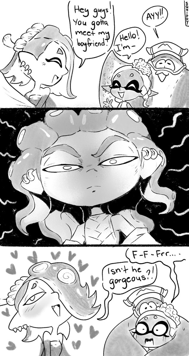 fuchsia_ff00ff's tweet image. Frye &amp;amp; Big Man meet Shiver’s Boyfriend
 #スプラトゥーン3