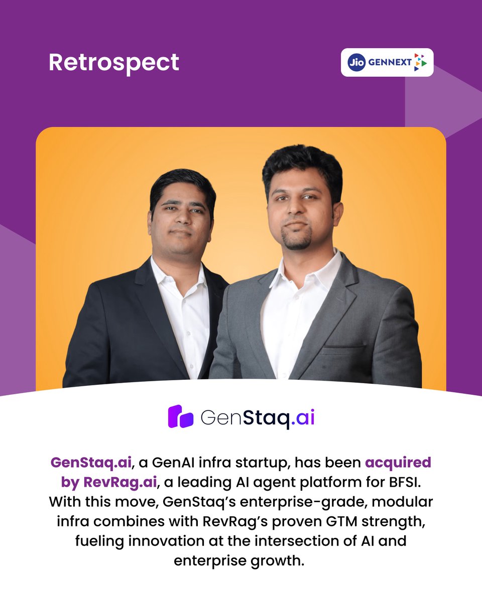 Kudos to GenStaq.ai on beginning an exciting new chapter with RevRag.ai!  

At JioGenNext, we’re proud to celebrate this milestone and highlight GenStaq’s mission of making GenAI infra modular and enterprise-grade.

#JioGenNext #GenStaq #RevRag #AI
