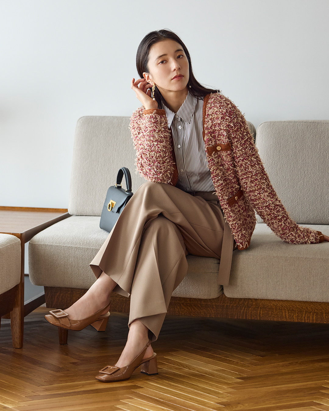美品✨ アナイ　ストレッチクロスオールインワン　21SS　上品　ベージュ　38 美品✨ アナイ ストレッチクロスオールインワン 21SS 上品