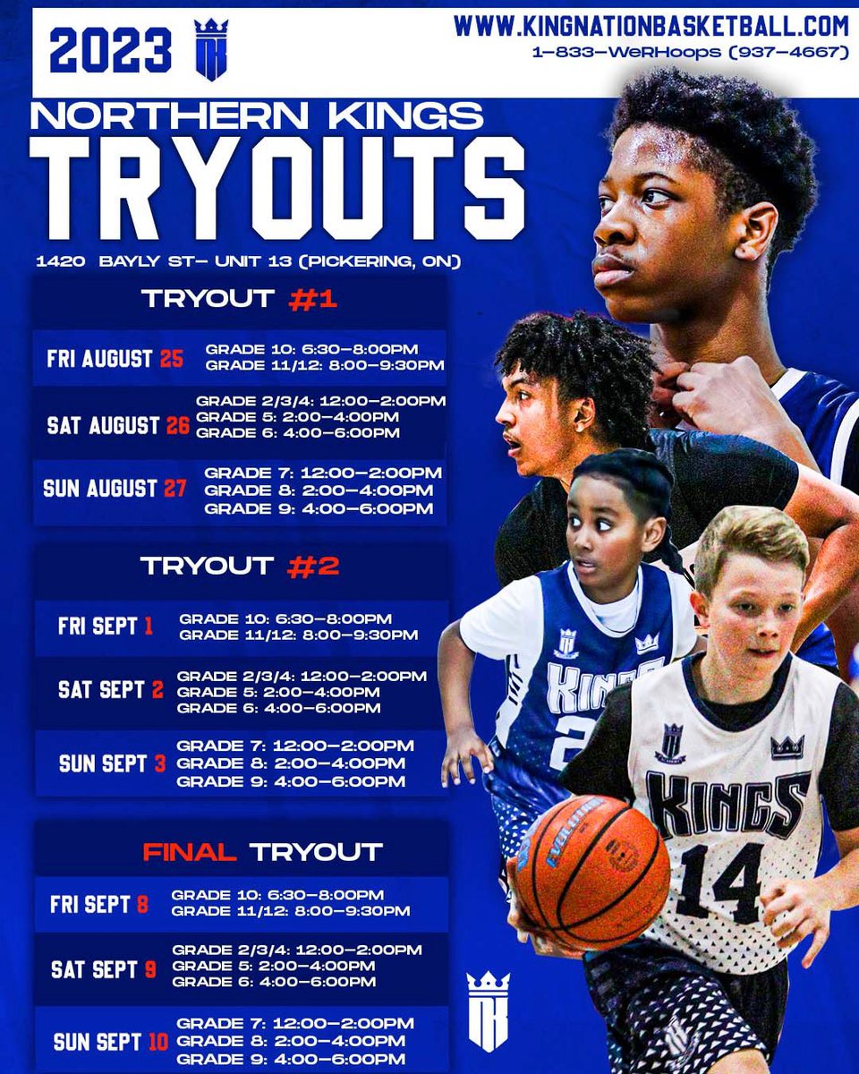 Final Call: Register Online by 4PM Friday or Walk Up for our FINAL TRYOUTS! - mailchi.mp/kingnationbask…
