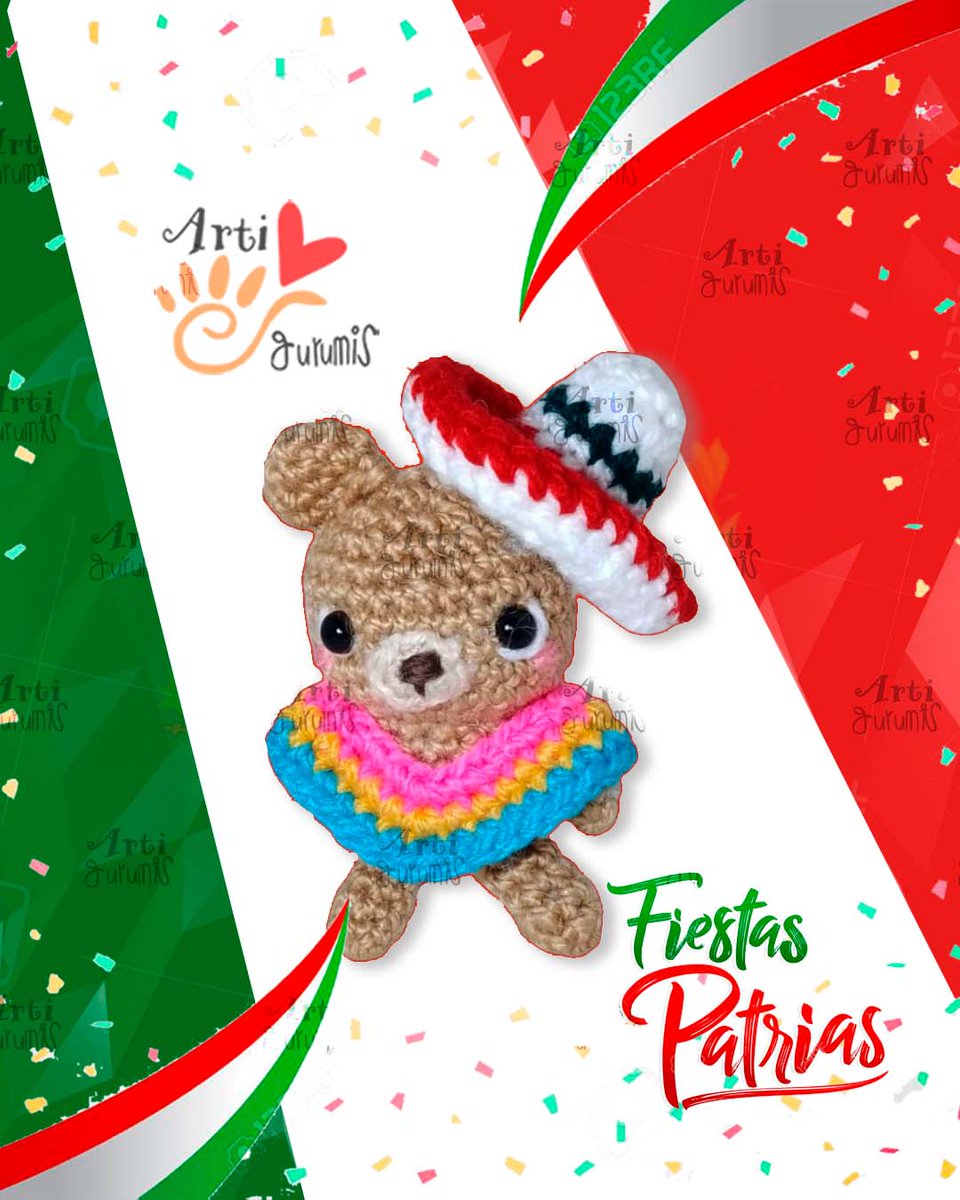 ame_sal's tweet photo. ¿Ya estás preparando tu mejor ajuar para dar el grito?
Este osito patrio ya está listo con su #sombrero y #sarape para gritar con orgullo:
💚🤍❤️ ¡Que vivan nuestras raíces! 🎉
#Artigurumis  #amigurumi #OrgulloMexicano #MéxicoLindo #CrochetLovers  #VivaMéxico #FiestasPatrias2025 https://t.co/4kjpJ9De0v