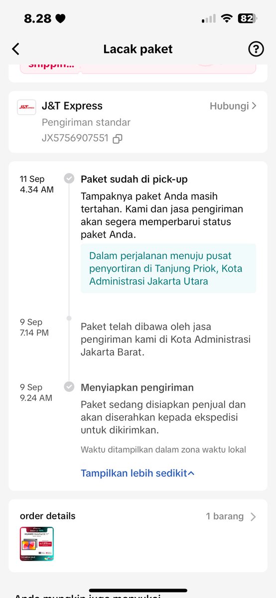 0xcca2win's tweet photo. @jntexpressid Halo @jntexpressid tolong dong ini paket saya stuck udah 3hari. Lapor ke cs bilangnya ada di CP TAMAN SARI, Tapi 2 hari setelah laporan masih belum ada pergerakan juga. https://t.co/pxrJhGxi2e
