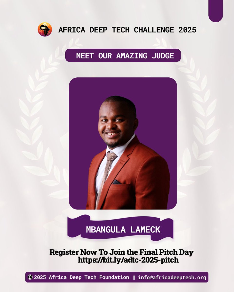 <a href="/lamechthinkbig/">Mbangula Lameck Amugongo #BlackLivesMatter</a> : First-class AI researcher at the intersection of Health, Ethics, and Governance

Reserve your seat here: bit.ly/adtc-2025-pitch