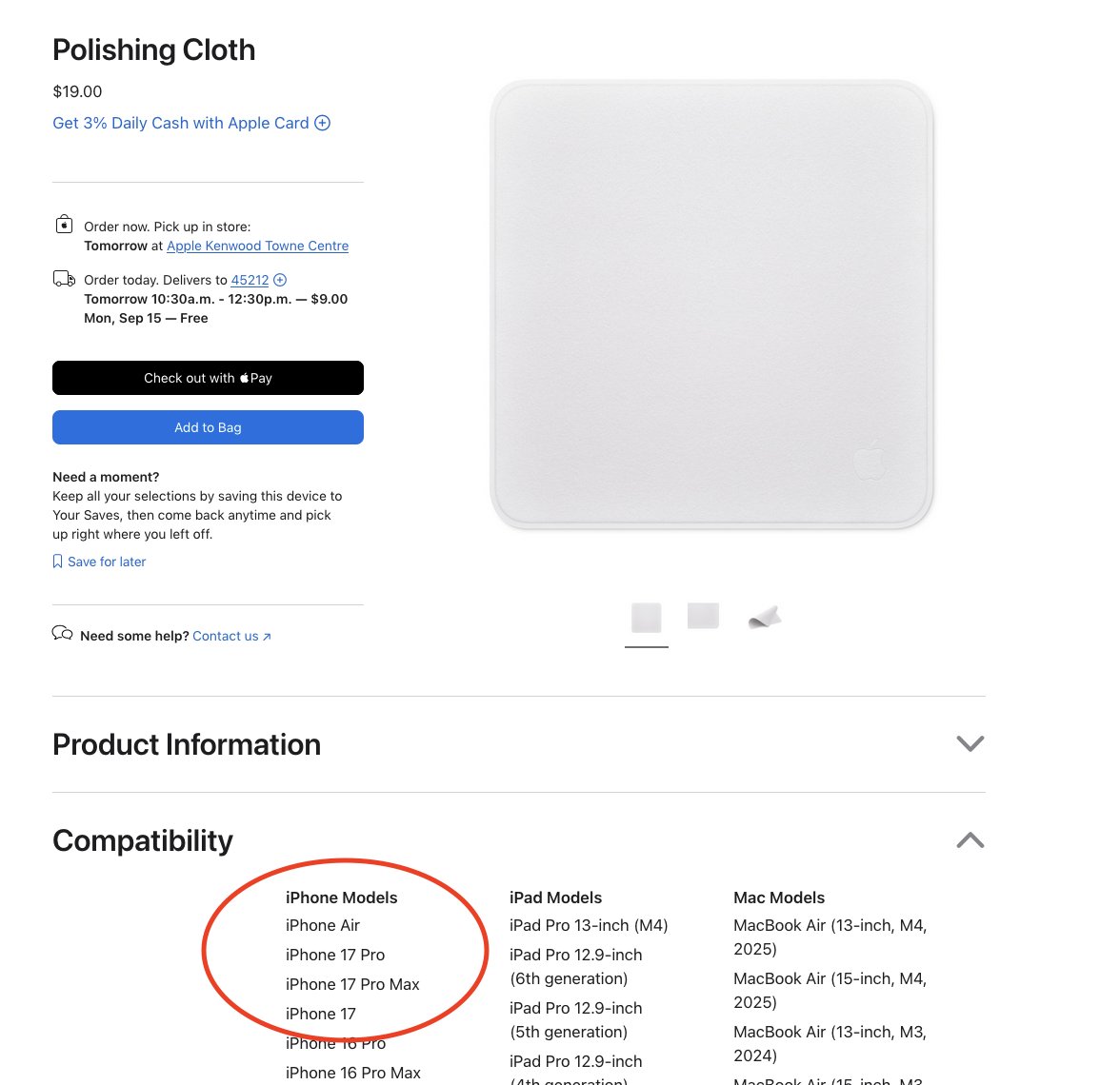 Apple's Polishing Cloth now supports iPhone 17, iPhone Air, and Apple Watch Ultra 3!