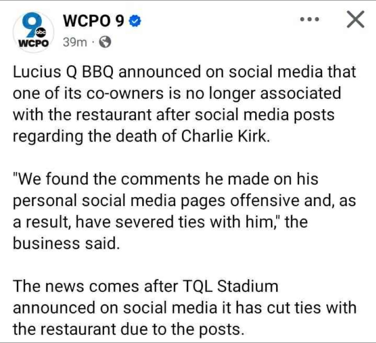 BREAKING: <a href="/LuciusQBBQ/">Lucius Q</a> has severed ALL TIES to this POS. 

"We found the comments he made on his personal social media pages offensive."