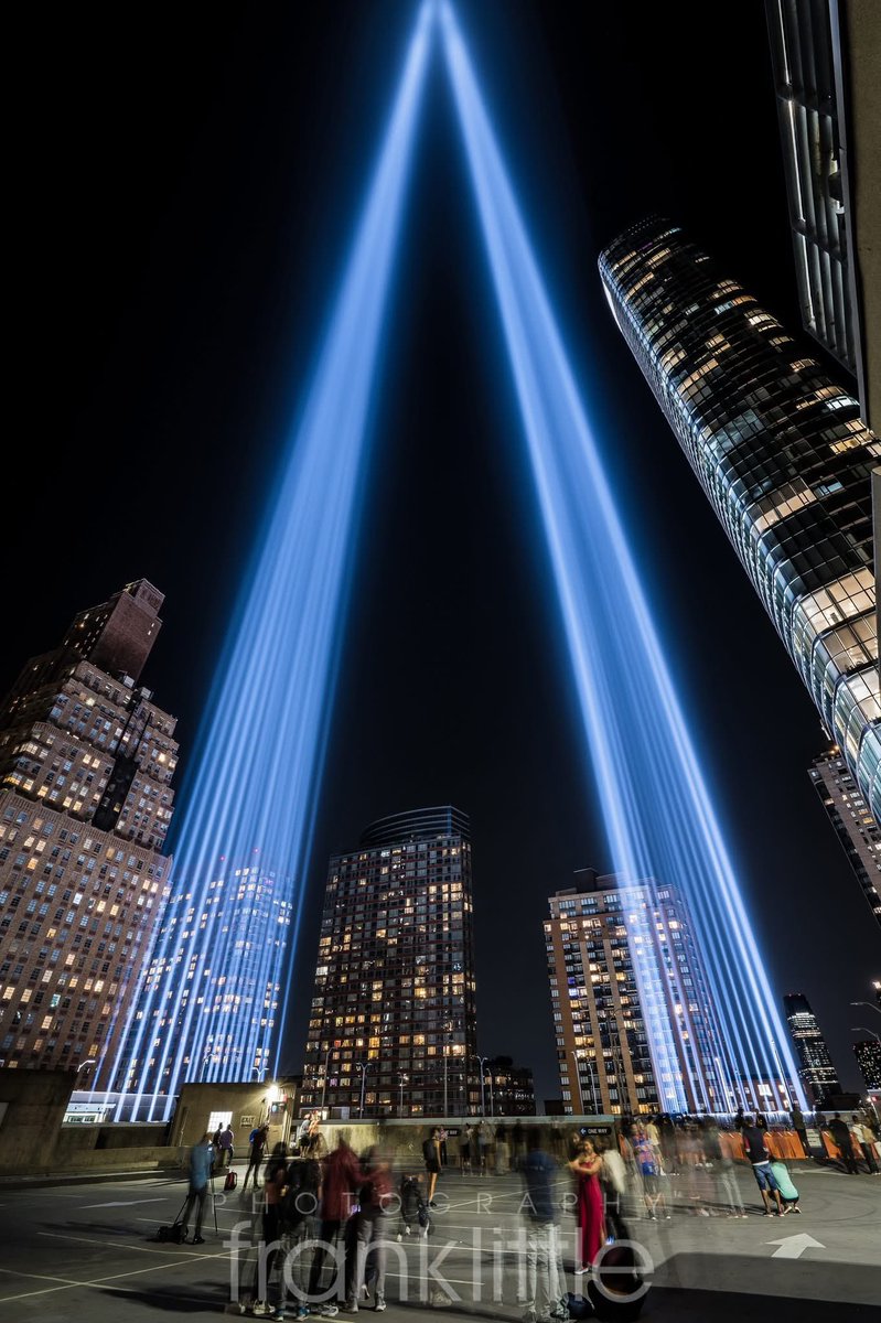 mark_tarello's tweet image. Tribute In Light seen in New York City, NY. Never Forget on this 24th anniversary of 9/11. Photo courtesy of Frank Little. #TributeInLight #NewYork