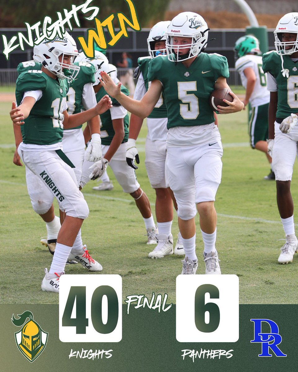 JV Football Taking Care of Business on the Road! #LetsGoKnights #PoundTheRock #OntarioChristianfootball