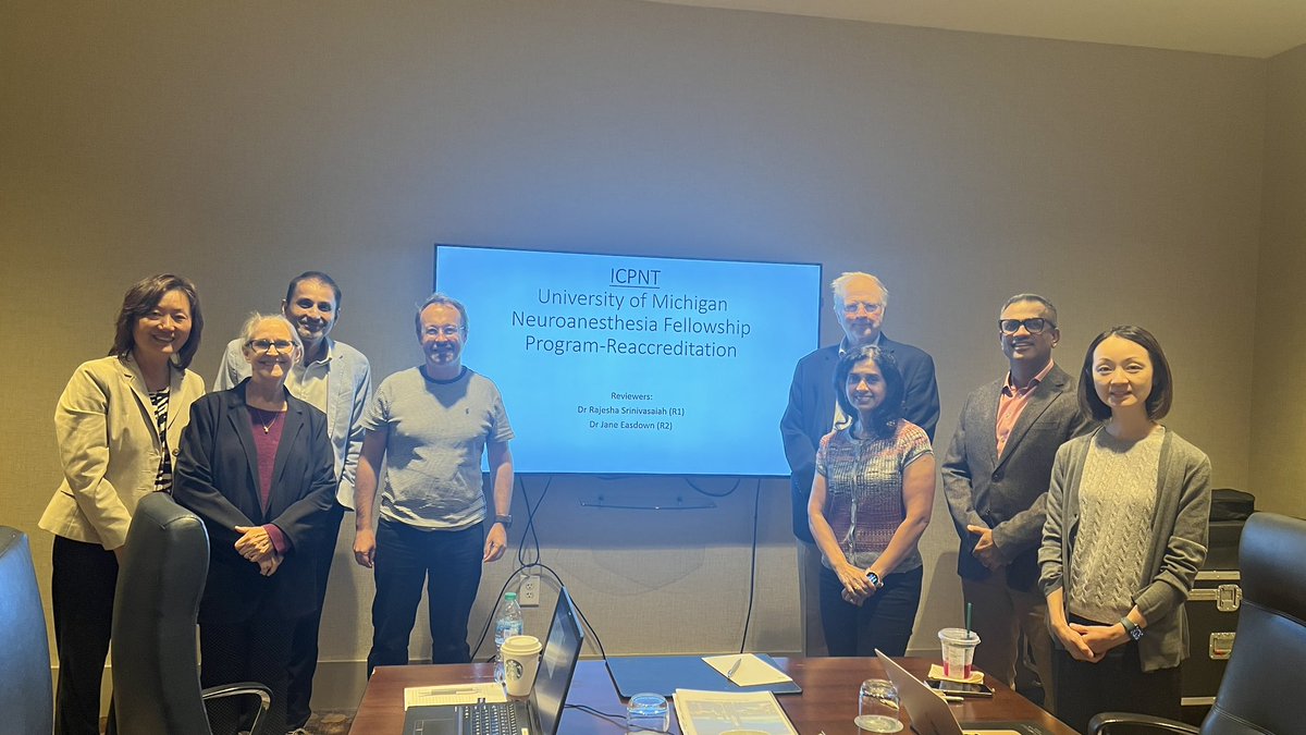 What a successful day.  Our committee completed accreditations for 3 Neuroanesthesia fellowship programs and  reaccreditations of 7 programs Thank you to all reviewers and <a href="/ICPNT/">ICPNT</a> ECs for completing this humongous task. <a href="/VijayTarnal/">Vijay Tarnal</a> <a href="/deepak_neuro/">Deepak Sharma</a> <a href="/girijarath/">Girija Rath</a> <a href="/UAB_Anesthesia/">UAB Anesthesiology</a>