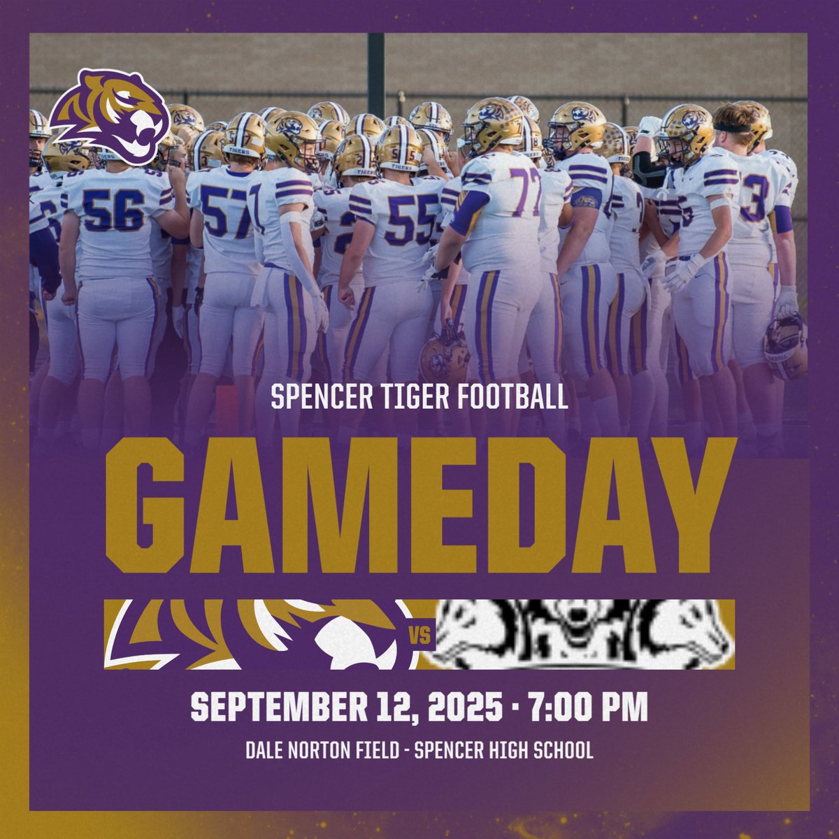 Join us tomorrow, Friday, September 12th, for our Salute to Service gameday! Tailgate at 5 PM, kickoff at 7 PM. Donate supplies to "Fill the Truck" for deployed soldiers!

Get tickets: gobound.com/ia/schools/spe…

Watch live: smunet.net/communications…

#SpencerTigers #SaluteToService