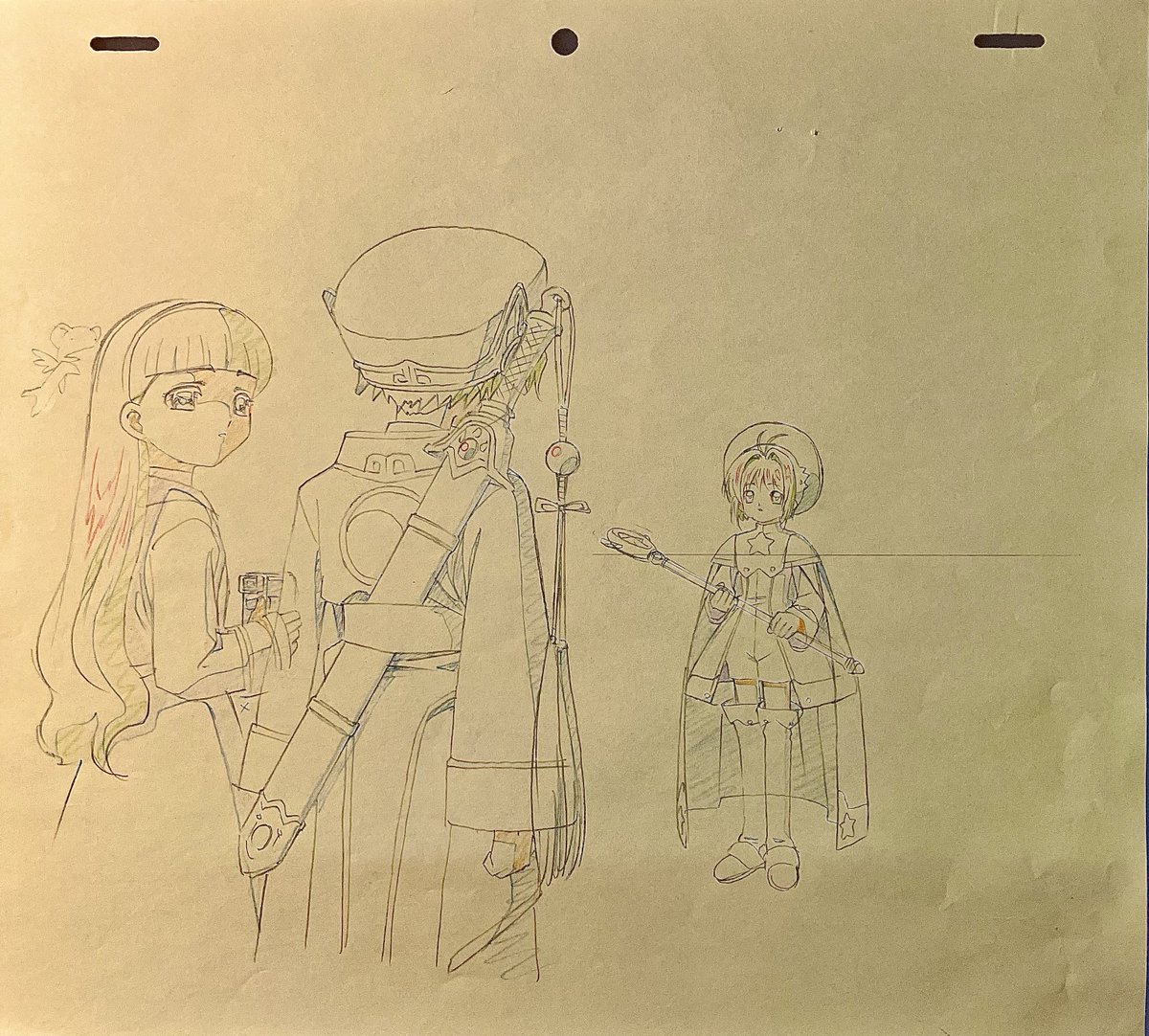 guresam0511's tweet image. CCさくら68話 作監修正②
4枚目は以前セルで投稿(これから原、動画を経てセルに)
1枚目のケロはフレーム外のお遊び。(今でも見えない所にはよくやります)
結局作監はTV2本と映画Ⅱ（舞踏会前後）のパート作監しかできなかった。