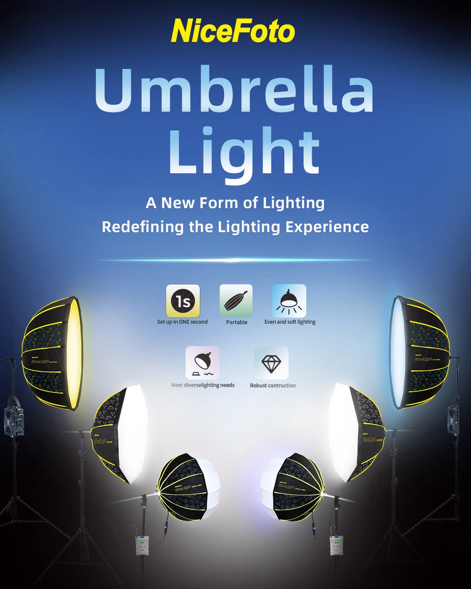 Nicefoto_Global's tweet image. NiceFoto Umbrella light|From setup to shoot in seconds. 🎬💡
#GearTalk #TechForCreators #nicefoto #umbrellaligh #InnovationForCreators #CreativeGear #VisualStorytelling #MakeItHappen #CreateEveryday