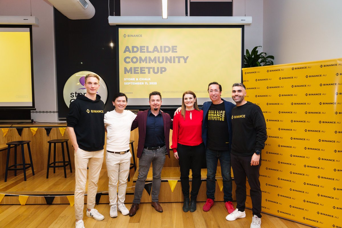 Binance_AUS's tweet image. Adelaide showed up in force last night 🙌
From user insights with GM Matt Poblocki, to a panel on tax, tokenisation & banking, to quizzes + merch - our community meetup at Stone & Chalk had it all (plus mountains of pizza 🍕).
As one person put it, “The Adelaide crypto…