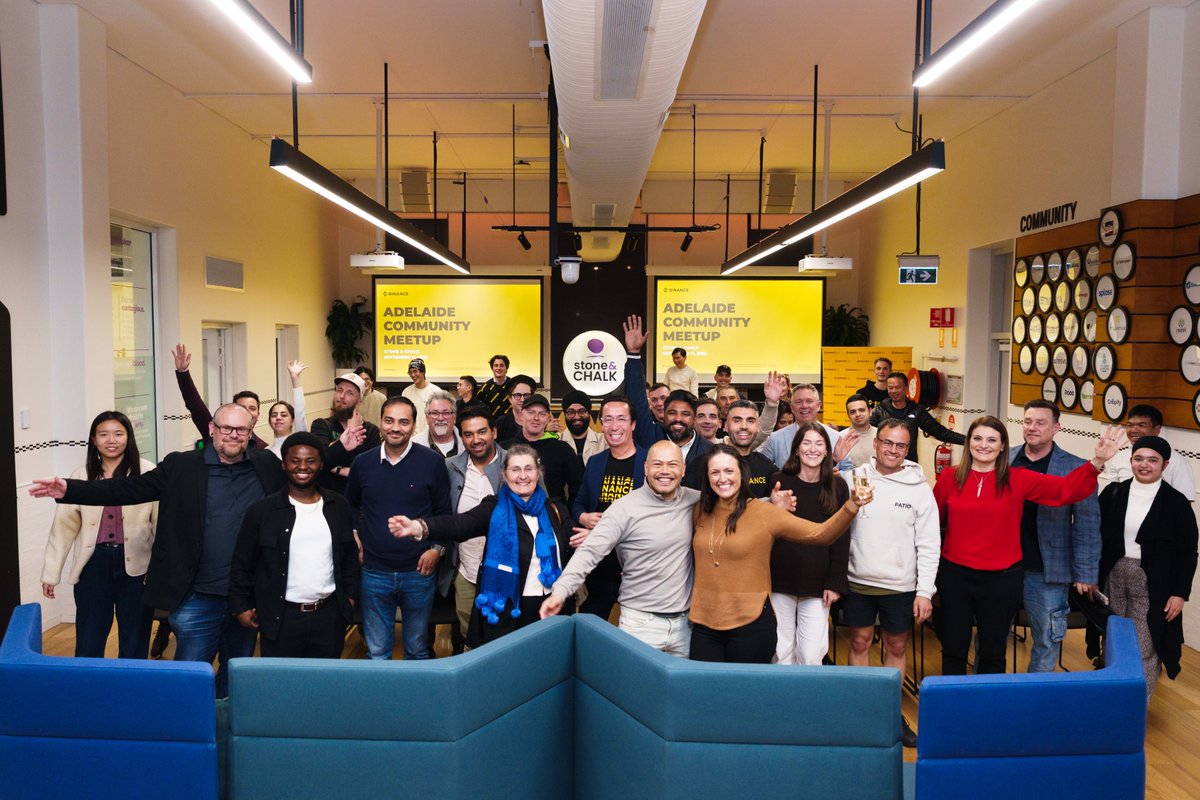 Binance_AUS's tweet image. Adelaide showed up in force last night 🙌
From user insights with GM Matt Poblocki, to a panel on tax, tokenisation & banking, to quizzes + merch - our community meetup at Stone & Chalk had it all (plus mountains of pizza 🍕).
As one person put it, “The Adelaide crypto…