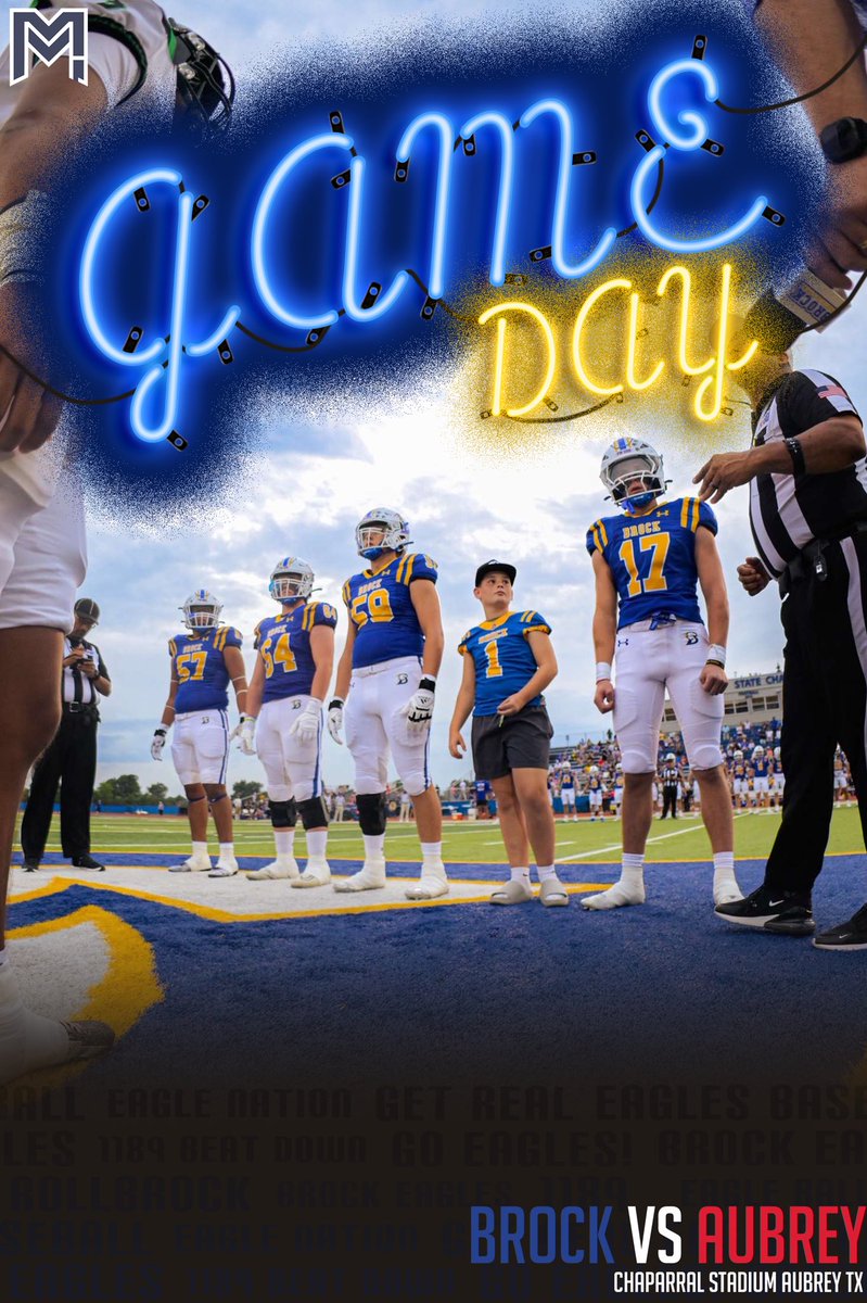 McSwain_Media's tweet image. GAMEDAY‼️ 
Brock vs Aubrey 
Sep 12, 2024 
🏟️ Chaparral Stadium 7:30 PM, Aubrey, TX 
📻elasticplayer.xyz/brock/
📺 Brock Sports Network 
⏱️7:00 pm Pregame Show, 7:30 pm Kickoff
@CoachN_4Christ @BrockAthletics
