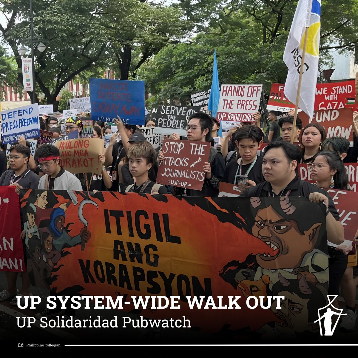 PUBWATCH: Today, UP walks out.

Corruption has weaved itself seamlessly into the government. The past Blue Ribbon Committee hearings at the Senate have unveiled rampant corruption among contractors.

#UPWalkOut
#KorapManagot