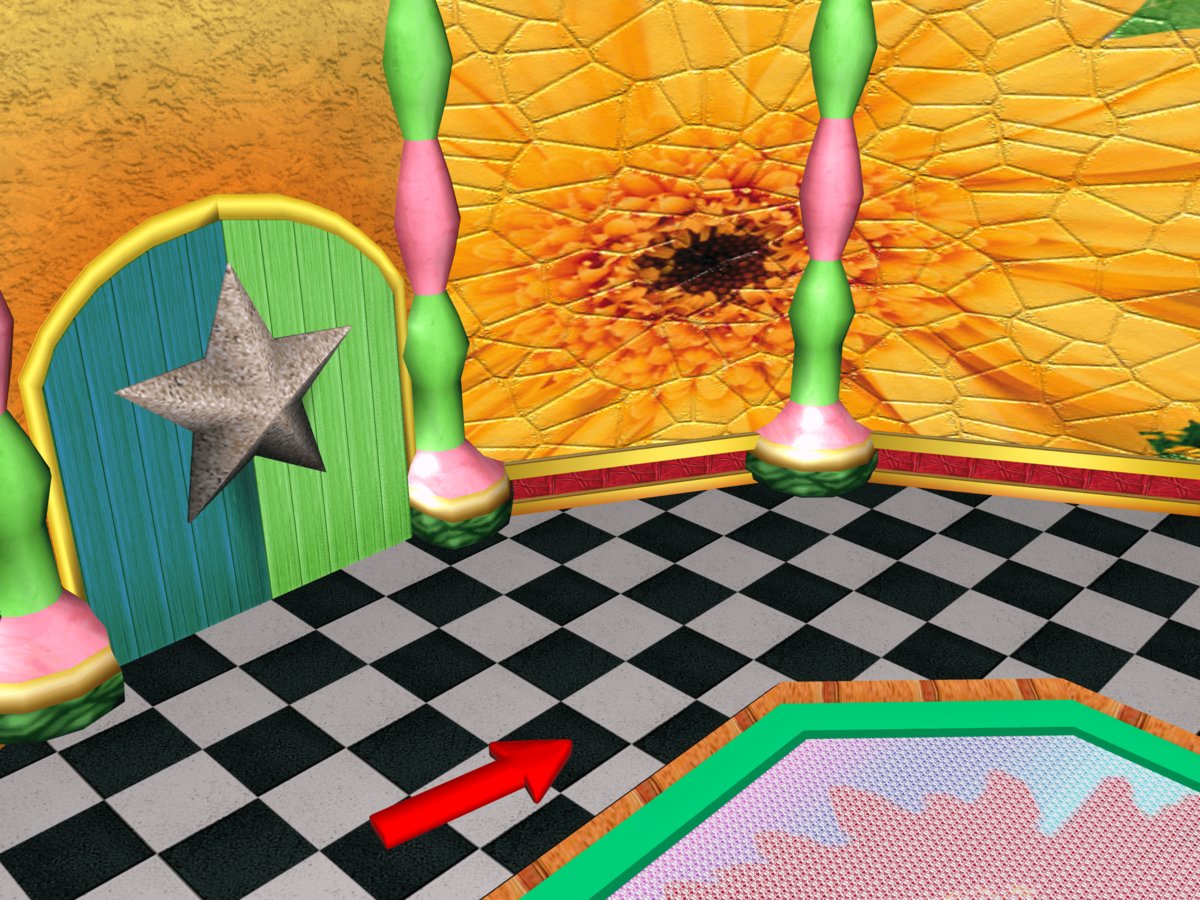 This room demonstrates the GameCube's support for large, high-resolution textures, as well as mipmapping.