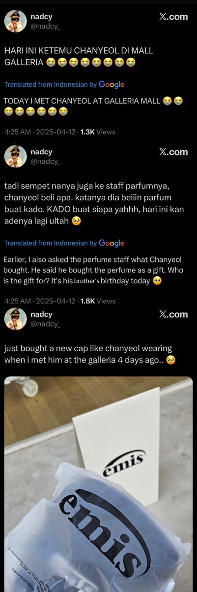 The cap Chanyeol wears today is probably his own. OP saw him wearing a similar cap when he was buying a gift for Sehun on Sehun’s birthday.