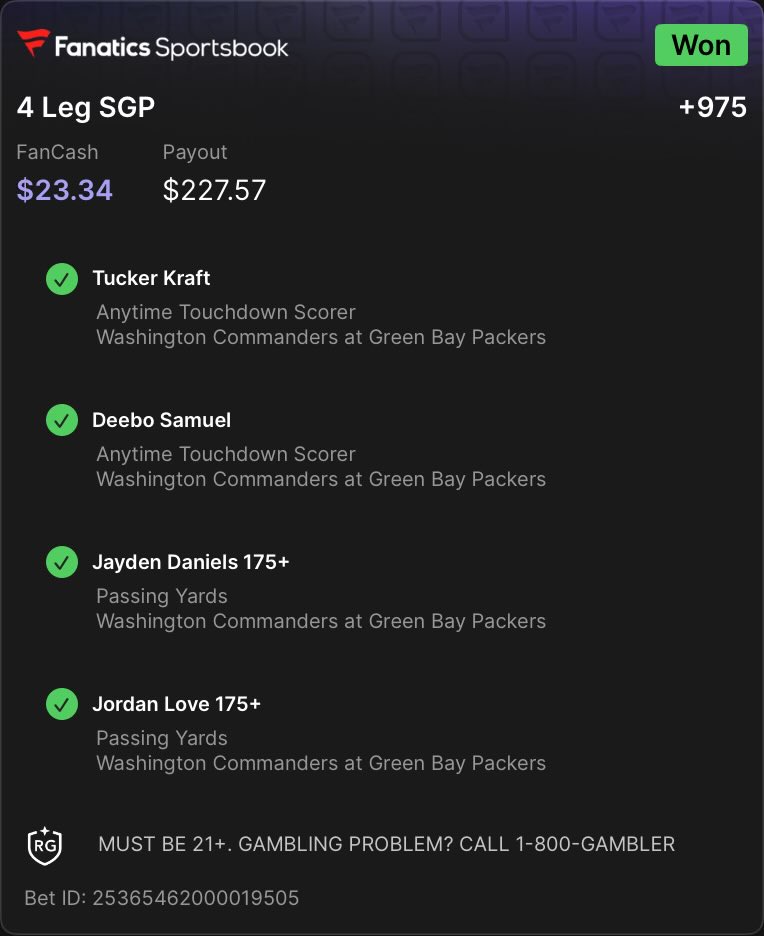 TouchPapa_'s tweet image. DEEBO FOR THE FINISH BABY ✅✅✅✅ 

@FanaticsBook #NFLPicks #GamblingX