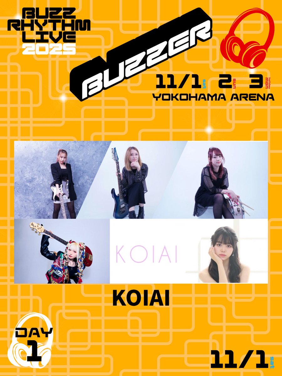 “わかざえもん（Ba）”、“桜田ミレイ（Vo）”をコアメンバーとして迎え入れ、KOIAI本格再始動！ 

そして、バズリズムLIVE 2025-BUZZER STAGE-への出演が決定！！
KOIAIの出演日は11/1（土）となります。新生KOIAIをお見逃しなく！
 
イベント公式サイト：　
buzzrhythm.live

#バズライブ