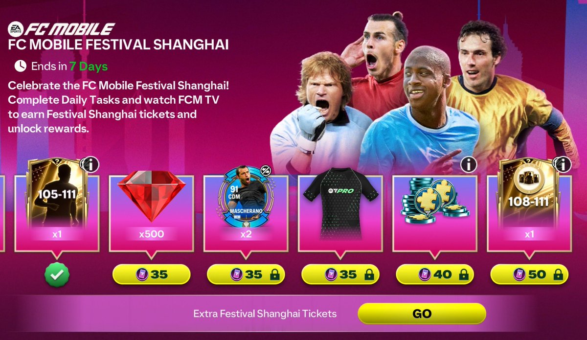 SHANGHAI FESTIVAL UPDATE 🚨

- You should be on 105+ OVR Milestone 
- Checkout now and share your progress ⏬

• Highlights are coming soon 
• Get ready to collect more tickets
