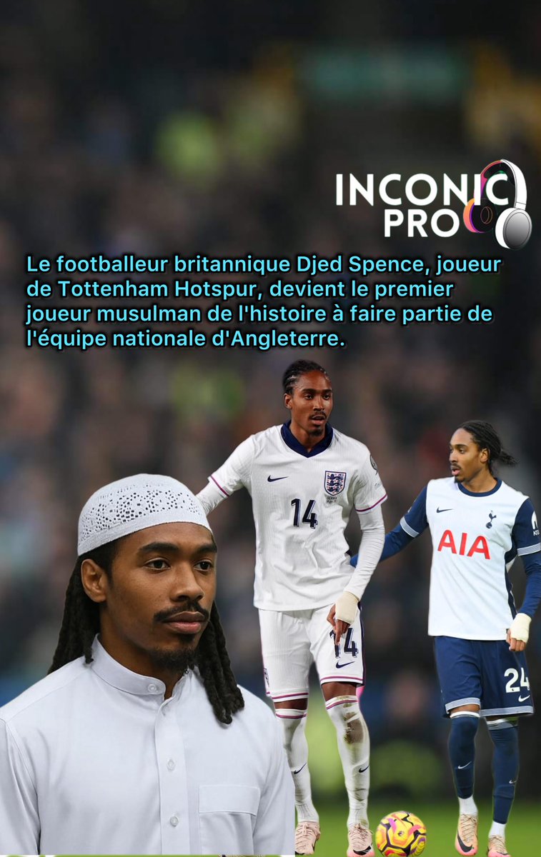 mondemuslims's tweet image. Après avoir embrassé l'Islam, Le footballeur britannique Djed Spence, un joueur de Tottenham Hotspur, devient le premier joueur musulman de l'histoire à faire partie de l'équipe nationale d'Angleterre.
Djed Spence dit :
« C'est une grande bénédiction. Je ne trouve pas les mots…
