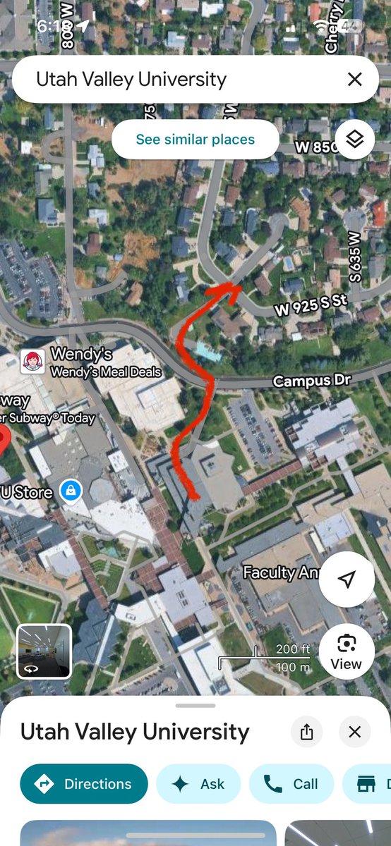 bcclist's tweet photo. Drew red version of this map earlier today at 6:18 pm EDT obvi BEFORE that STUPID #FBIPressConference.

Per video released tonight, purple version is the actual route the #CharlieKirkKiller took which is slightly different but not by much.

1/5

#CharlieKirk #CharlieKirkShooting https://t.co/zvojPNi5wr