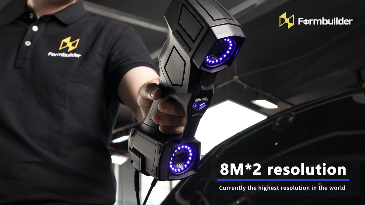Formbuilder's Hiland series pioneeringly utilizes two 8-megapixel cameras and employs dual USB 3.2 Gen 2 connections for high-speed data transfer, ensuring stability and reliability This setup guarantees extensive coverage while preserving fine details.#3Dscanner #formbuilder