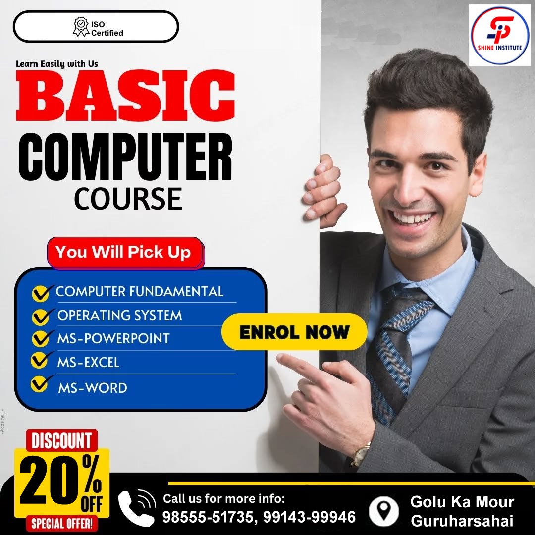 SHINEINSTITUTEP's tweet image. 🖱️ From beginners to confident users!
📚 A complete Basic Computer Course made simple.
🌟 Upgrade your skills and open new opportunities.

📲Call for more information- 98555-51735
📌Golu Ka Mour 
📌Guruharsahai 

#basiccomputercourse