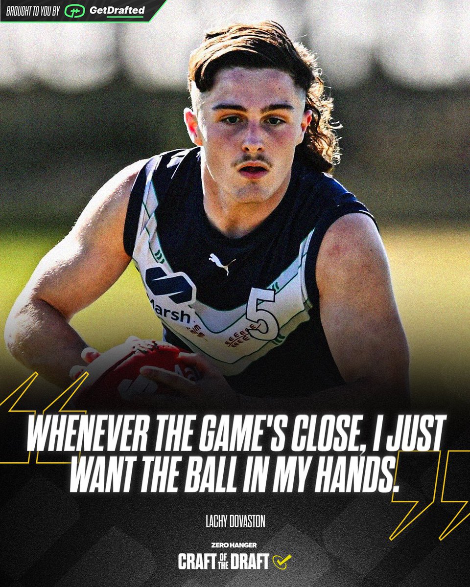 Lachy Dovaston has future cult hero written all over him.

He speaks on…
💪 Seizing big moments
🎉 Goal celebrations
🏆 Advice from a premiership Pie
🔧 Improvement 
👨‍👦Improving alongside Xavier Taylor
💇‍♂️ Hairstyle
+ More

For <a href="/zerohanger/">Zero Hanger</a> 
#AFLDraft 

zerohanger.com/afl-draft-clut…