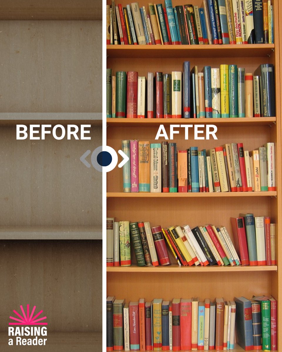 With Raising a Reader’s Home Library Programs, children can build home libraries. 📚

Let’s turn “before” into “after” for more families. 

👉 Learn more about our Home Library Programs: ow.ly/28FF50WU6ag 
#RaisingaReader #FamilyEngagement #EarlyLiteracy #HomeLibrary
