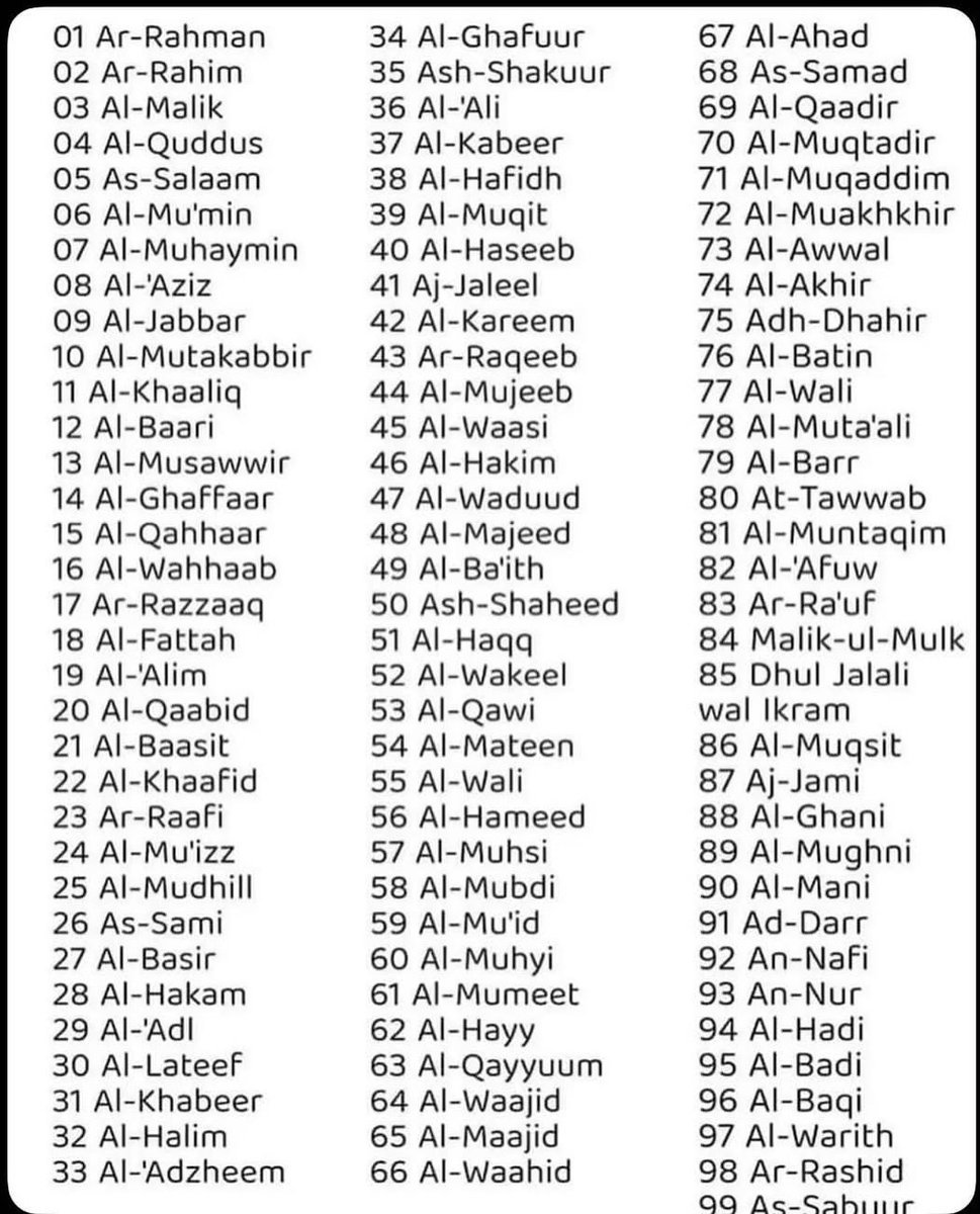 99 names of Allah