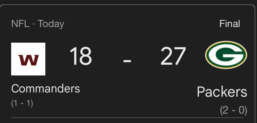 What are your thoughts on the Packers win over the Commanders?