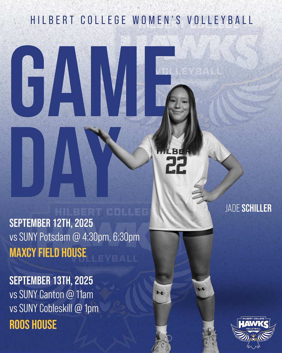 AWAY WEEKEND!!! The Hawks are on the road up to the North Country to take on three opponents this weekend! Tune in or make the drive to show your support!!! 💙🤍💛🩶🖤 #hawkyeah #rollbirds #gobirds #volleyball #womensvolleyball #ncaa #ncaavolleyball #ncaavb #ncaawomensvolleyball