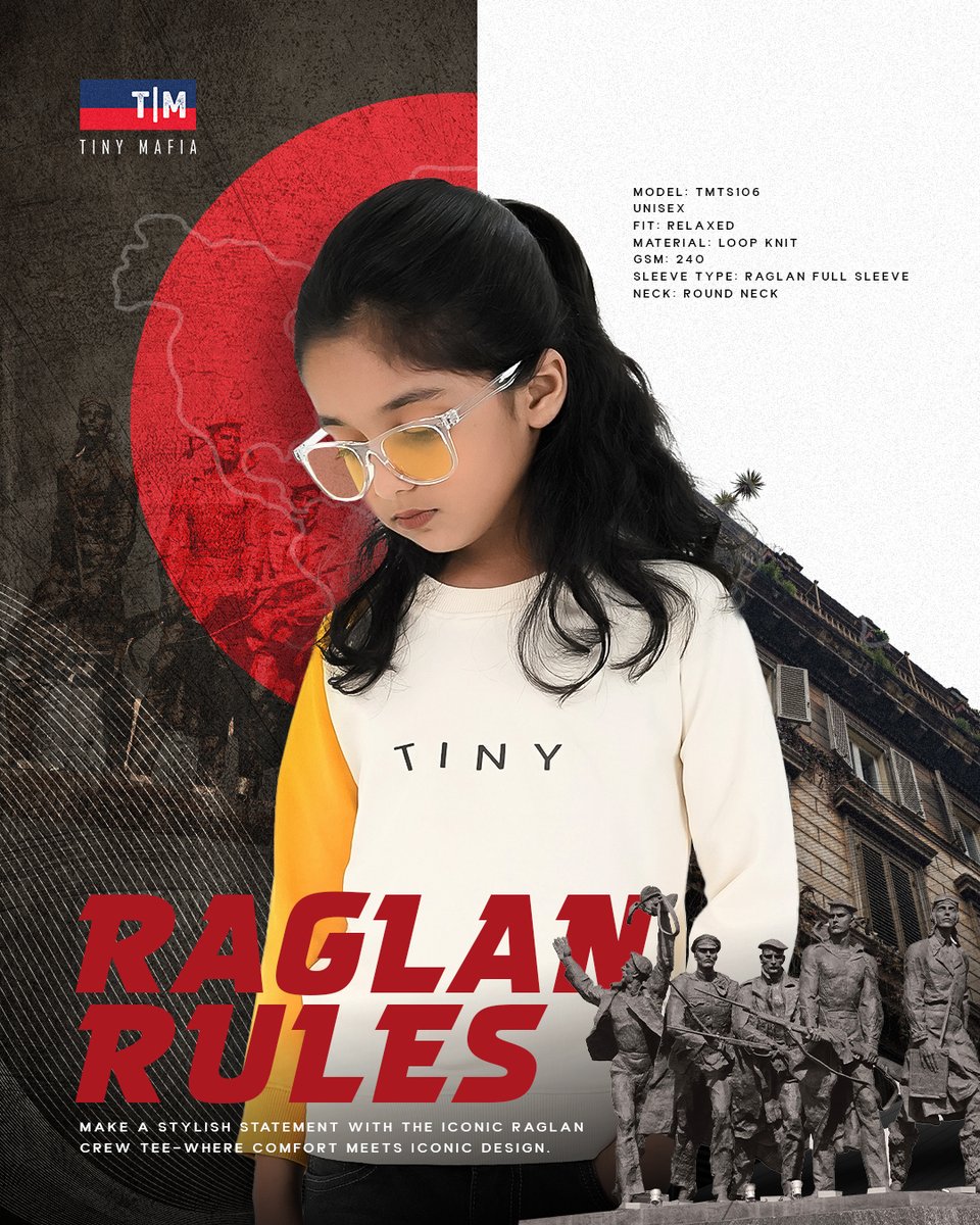 Thetinymafia's tweet photo. Make a statement in every step. With Tiny Mafia’s iconic Raglan, your little star rules in style and comfort. ✨

https://t.co/ywfYnwZOOD
.
.
#tinymafia #commandinstyle #raglantee #kidsstreetwear #kidsfashiontrends #stylishkids #kidsfashion https://t.co/wxDq9thuEi