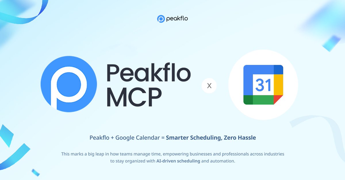 GetPeakflo's tweet image. Peakflo + Google Calendar = AI-powered scheduling, reminders, and conflict resolution—sync meetings, tasks, and approvals. 

Smarter coordination, zero hassle. 

#GoogleCalendar #AI #AgenticWorkflow