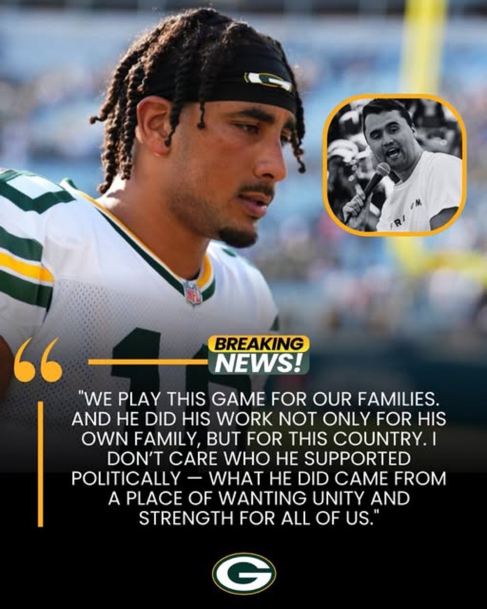1RandomReporter's tweet image. Packers QB Jordan Love has donated $320,000 to support Charlie Kirk’s family.
$120,000 for murals and floral memorials.
$200,000 for a trust fund securing his daughters’ future.
Just yesterday, Love donated $180,000 to Honoring Iryna Zarutska.
