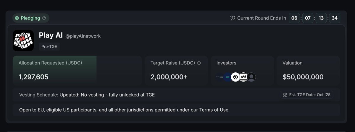 We are well beyond the halfway mark in our raise on <a href="/KaitoAI/">Kaito AI 🌊</a> Capital Launchpad, with 6 more days to go!

Go make your Pledge today ⚡️

gPlay