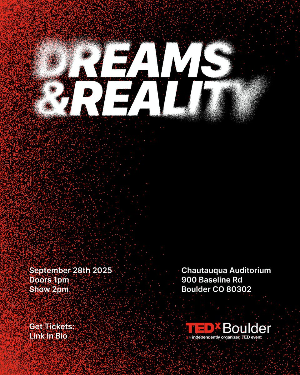 We're only 2.5 weeks away from a fantastic show with TEDxBoulder! Tag a friend who still needs to get tickets using the link in our bio 🎫

Date: September 28th, 2025
Doors Open: 1 PM
Location: Chautauqua Auditorium