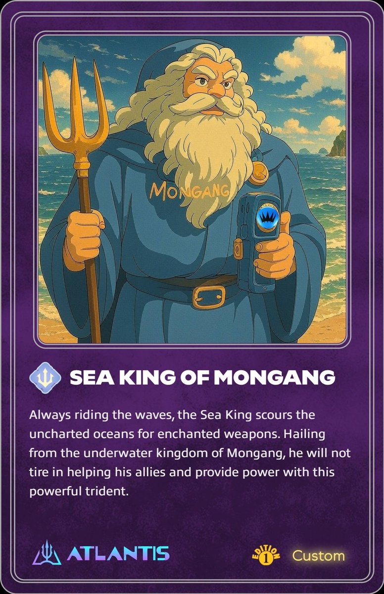 JM_altair's tweet photo. Sea Kings represent! The kingdom of @Mongang beckons, raise your tridents up high! Just minted this thanks to @AtlantisDEX_xyz
🔱 https://t.co/JdwX2CFZ7F
#Mongang #SeaKings #Monad #AtlantisDEX
https://t.co/fK5S2GDkhb https://t.co/msJjRPCBmx