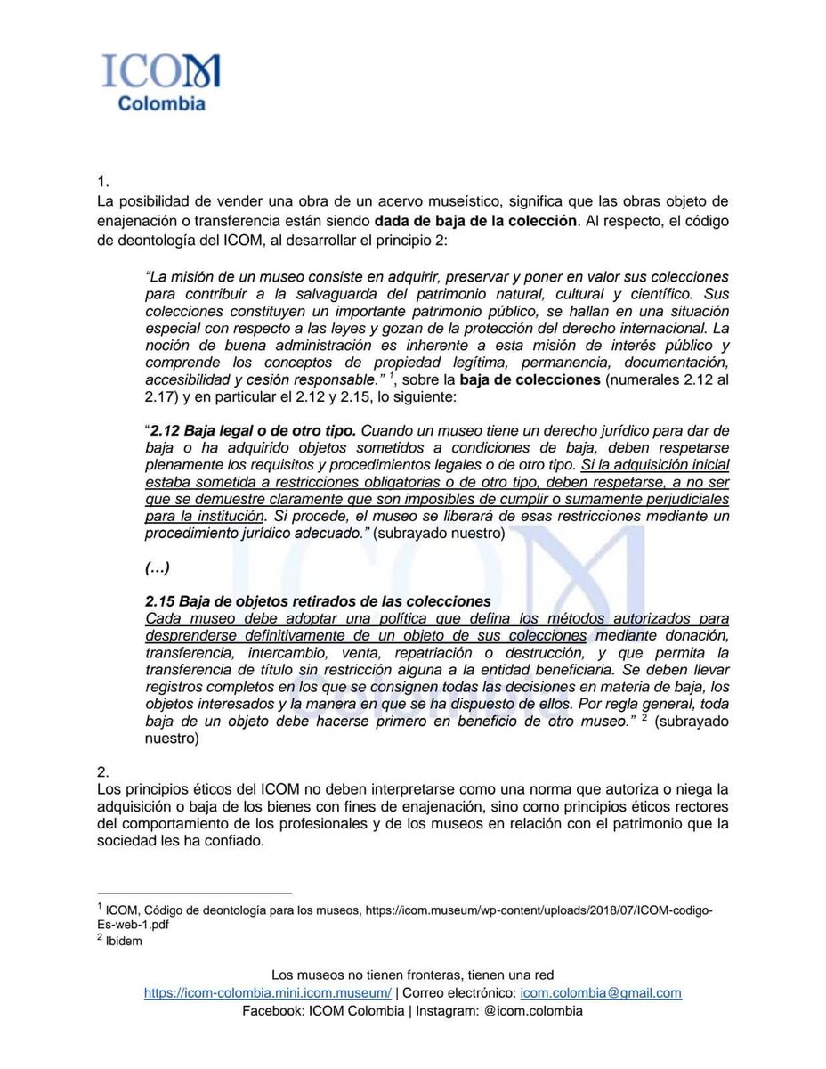ifredeob's tweet photo. Comunicado del @ICOMColombia frente a posible venta de obras de Débora Arango de las colecciones del @MAMMedellin al @Banrepcultural Un llamado urgente a considerar principios éticos para la labor de los museos del @IcomOfficiel https://t.co/yESKYzkB05