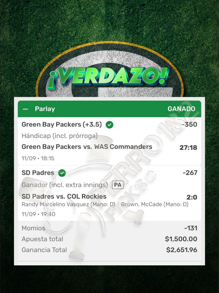 Perro182Picks's tweet photo. Parlay Doble en NFL y MLB.

¡¡A cajas!! https://t.co/BIdLiYVNKM