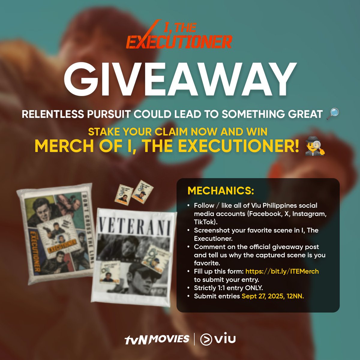 Viu_PH's tweet photo. Relentless pursuit could lead to something great 🔎 Stake your claim now and win merch of I, THE EXECUTIONER! 🕵️♂️
➡️ Don’t forget to READ FULL MECHANICS to join!
🔗: https://t.co/hajevgbZRR
#ViuGiveaway #ITheExecutioner #HwangJungMin #JungHaeIn https://t.co/VCyNFy8d9x
