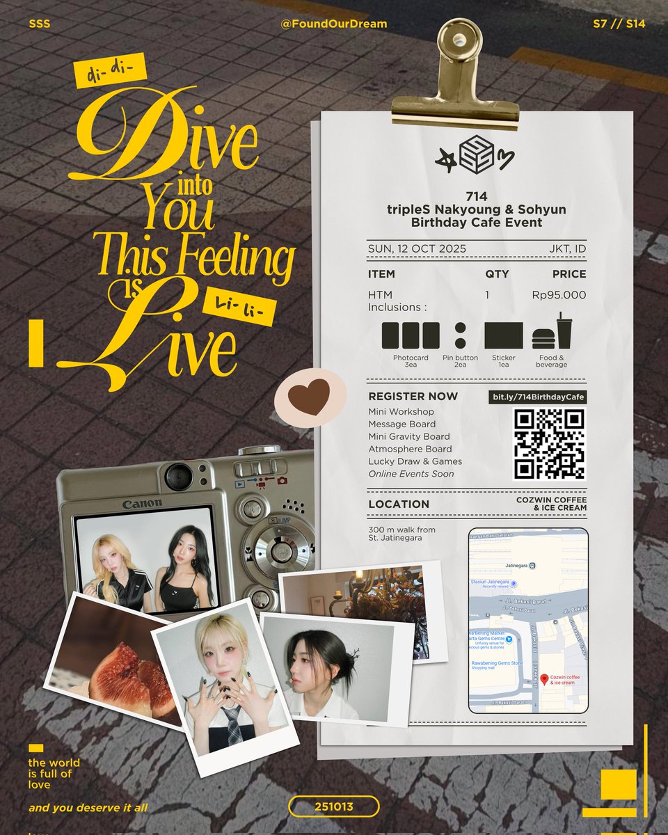 ayna (@mamihargamati) on Twitter photo โจ๏ธ๐โโฌ๏ธ 2025 Nakyoung Sohyun Birthday Cafe Event ๐บโจ๏ธ
by <a href="/FoundOurDream/">Dive into You</a>
"Dive into You, This Feeling is Live!"
๐JKT 12/10/25
๐ RSVP bit.ly/714BirthdayCafe
More details soon~
#ShiningCloserToAutumn
#๋๊ฒฝ #Nakyoung #์ํ #Sohyun โจ๏ธ๐โโฌ๏ธ 2025 Nakyoung Sohyun Birthday Cafe Event ๐บโจ๏ธ
by <a href="/FoundOurDream/">Dive into You</a>
"Dive into You, This Feeling is Live!"
๐JKT 12/10/25
๐ RSVP bit.ly/714BirthdayCafe
More details soon~
#ShiningCloserToAutumn
#๋๊ฒฝ #Nakyoung #์ํ #Sohyun