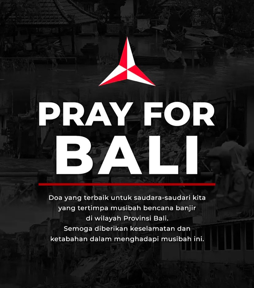 dpcdemokratptk's tweet photo. Turut berduka cita atas terjadinya bencana banjir yang melanda wilayah Provinsi Bali.
Kami menyampaikan doa terbaik untuk seluruh masyarakat yang terdampak agar senantiasa diberikan keselamatan, kekuatan, dan ketabahan dalam menghadapi musibah ini.
#PrayForBali https://t.co/S6QKosNHaG