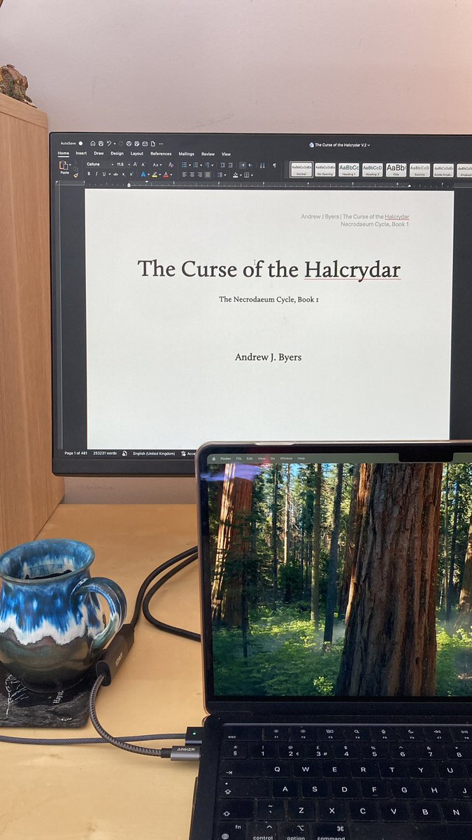 I just began a 3.5 month Research Leave, working on The Cambridge Companion to St John and a study on with Baker comparing John and Paul on Participation. But today begins my Fiction Fridays, working on a fantasy novel for fun :).